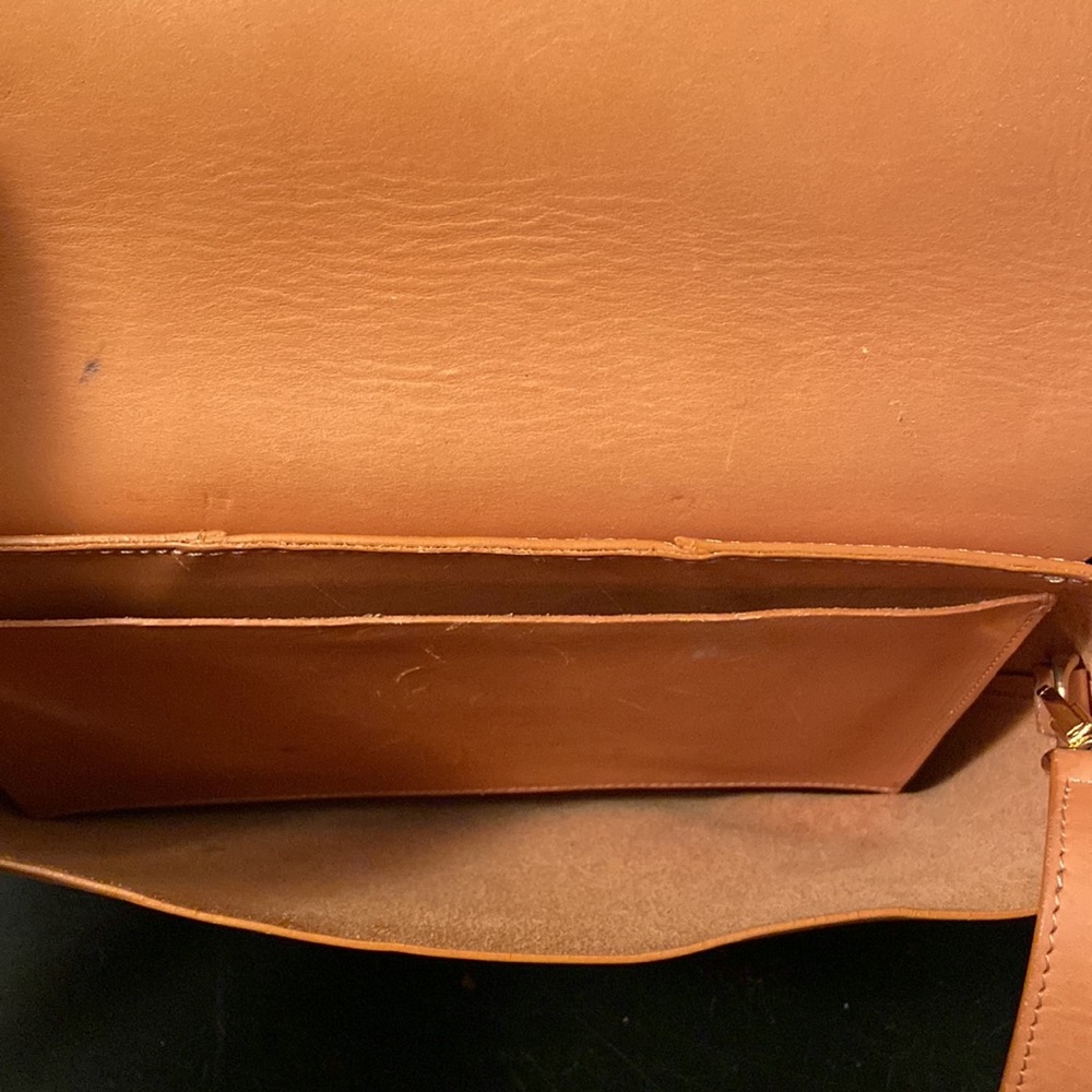 JANESSA LEONE Joan Suede & Leather Crossbody Satchel Bag in Camel Brown/Tan - Picture 8 of 12